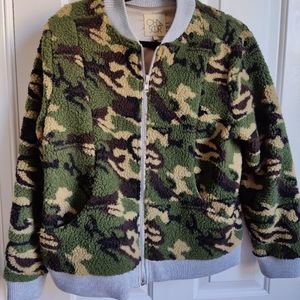 Teddy bear camo bomber jacket size large